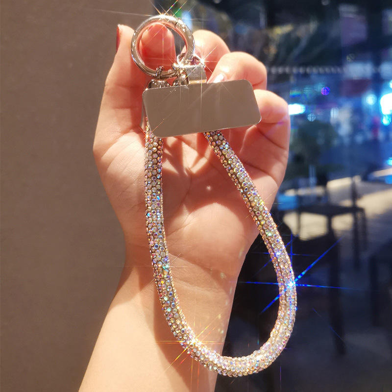 Full rhinestone phone lanyard women with rhinestone phone chain short long hand neck lanyard universal shoulder back pendant shiny rhinestone