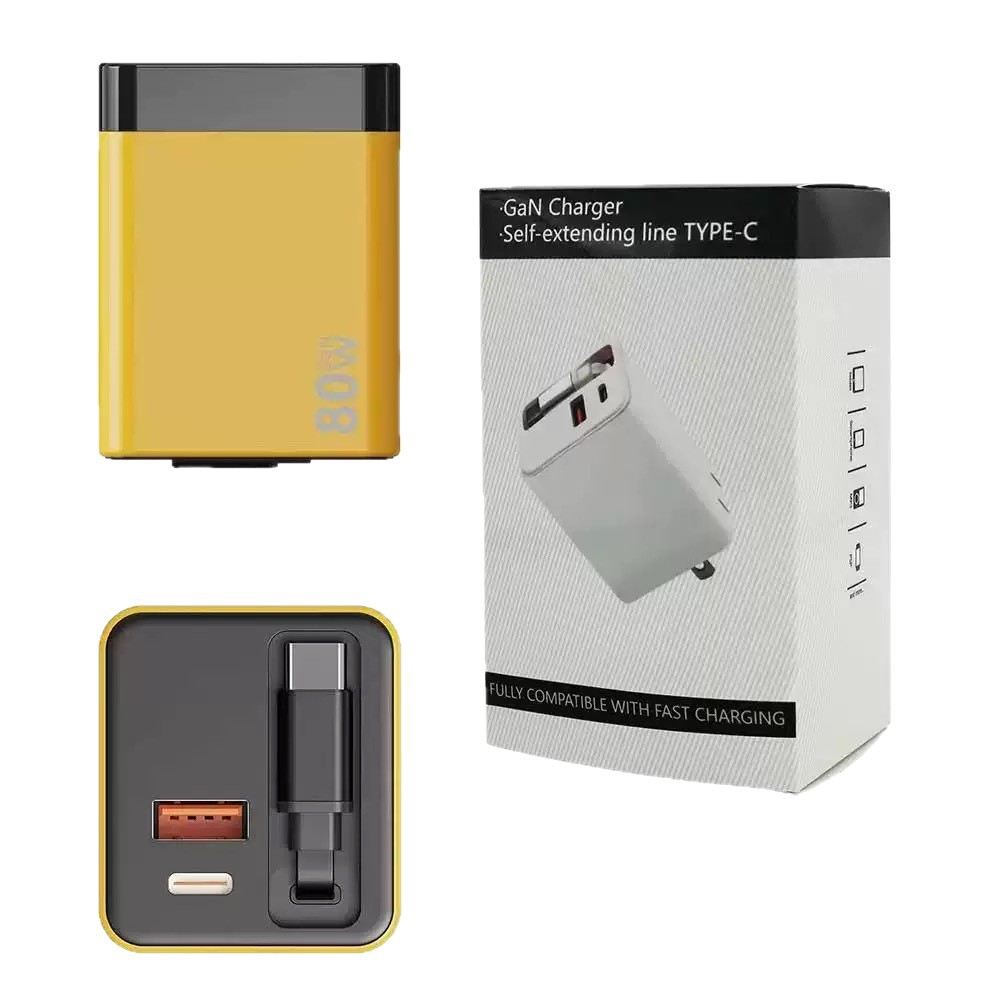 80W GaN charger applicable to Android Apple charger head A+C dual port phone charger fast charging