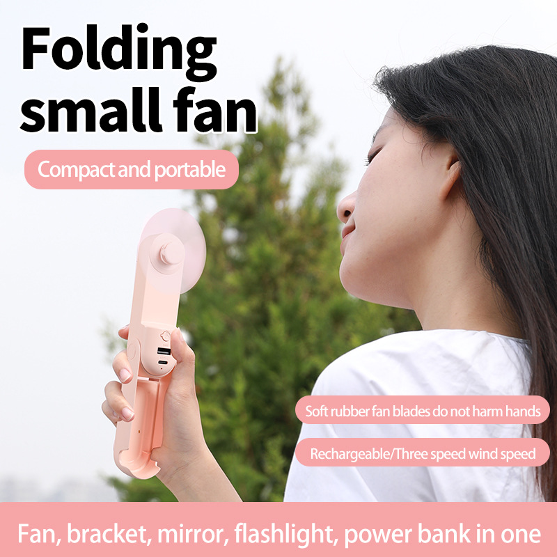 Flashlight Foldable Mini Fan 5 in 1 Handheld Fan Brushless Motor