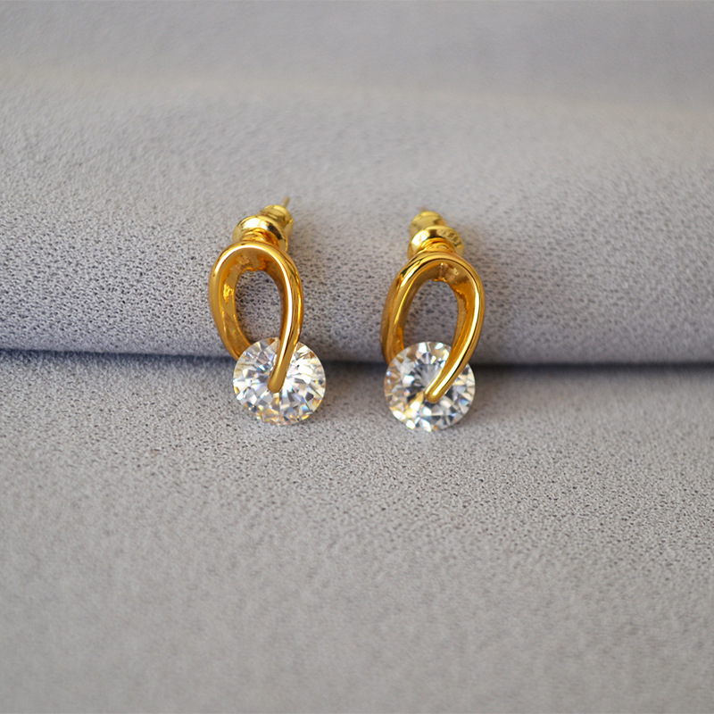 Japanese-Korean simple delicate small shiny zirconium 925 silver pin ear studs ear accessories daily commuting