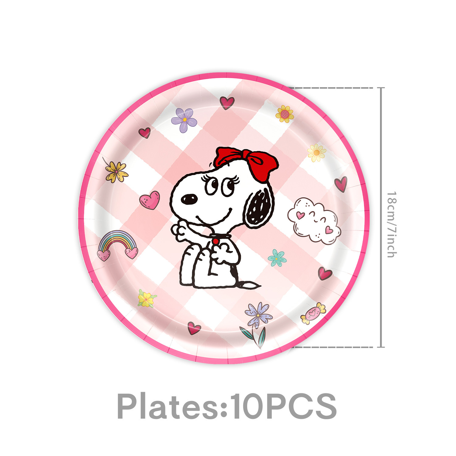New Pink Snoopy Theme Party Tableware Disposable Paper Plate Napkin Paper Cup Tablecloth Bunting Flag Decoration