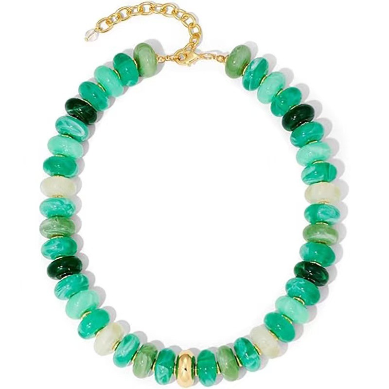 Colorful Resin Beaded Necklace Simple Dopamine Necklace Bohemian Collarbone Chain