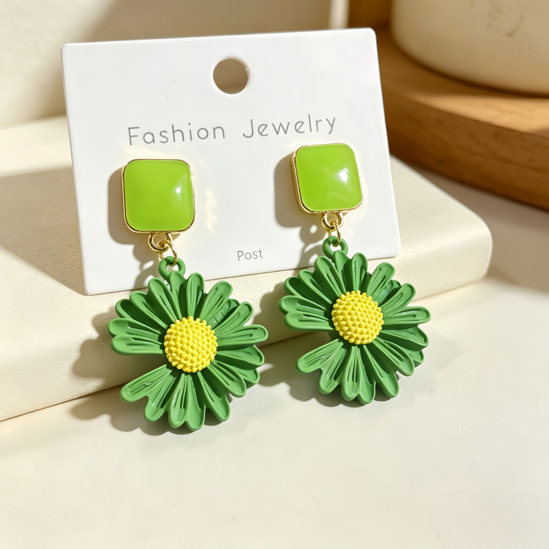Drip glaze sunflower daisy earrings women ear accessories ear drop