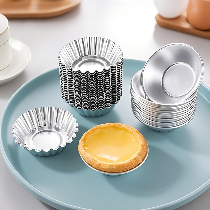 Aluminum mini egg tart mold non-stick pudding muffin cake mold round thickened chrysanthemum cup one-piece forming