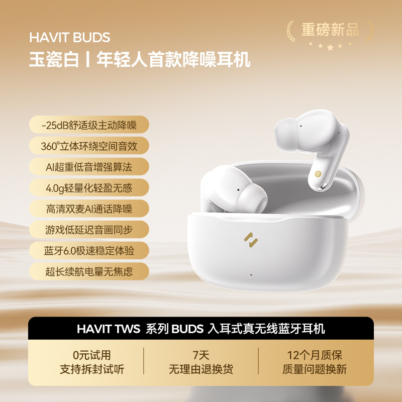 havit BUDS Noise Cancellation Bluetooth Earphones New In-ear Bluetooth 6.0 Long Battery Life Wireless Earphones