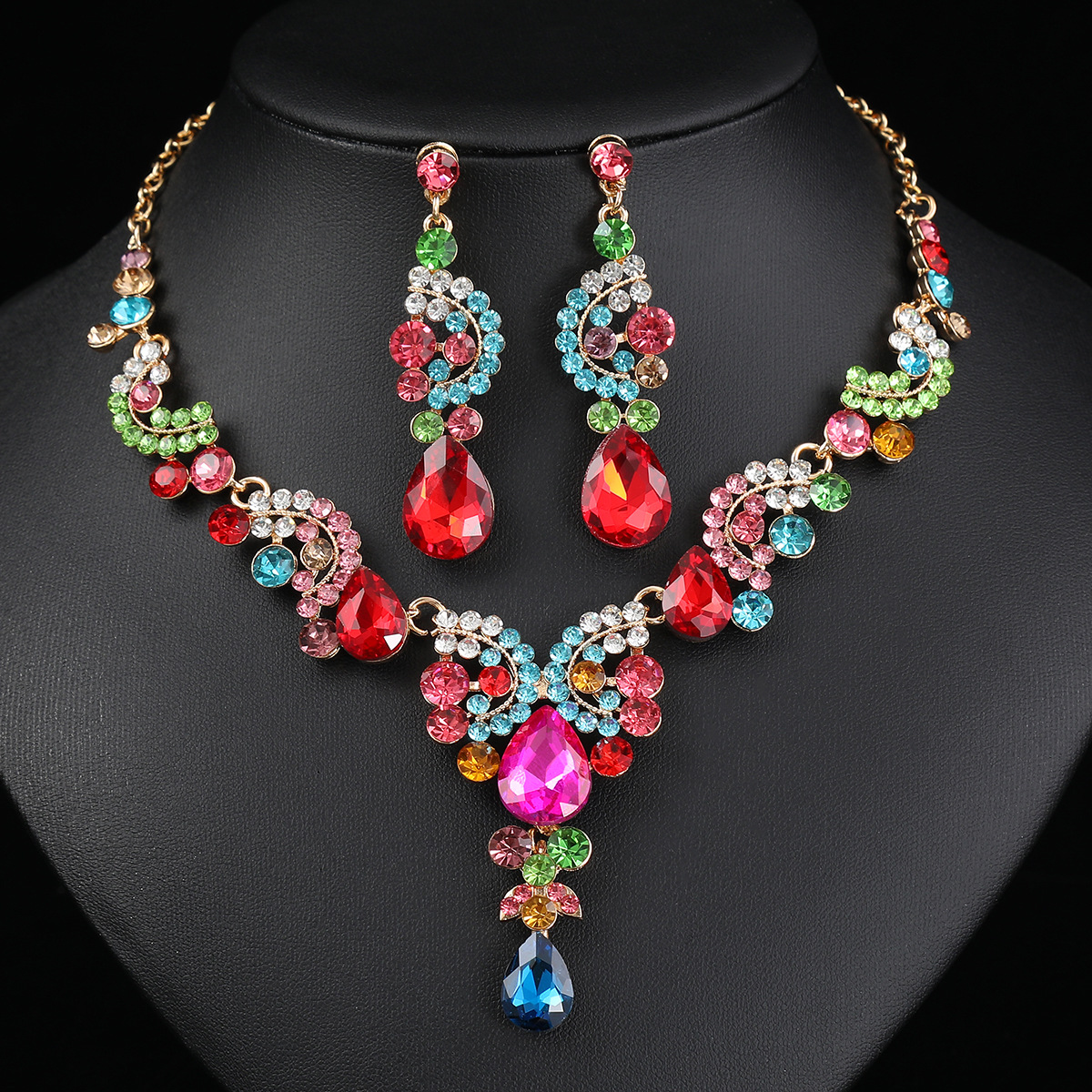 Necklace Earring Set Three-Piece Bride Wedding Dress Accessories New