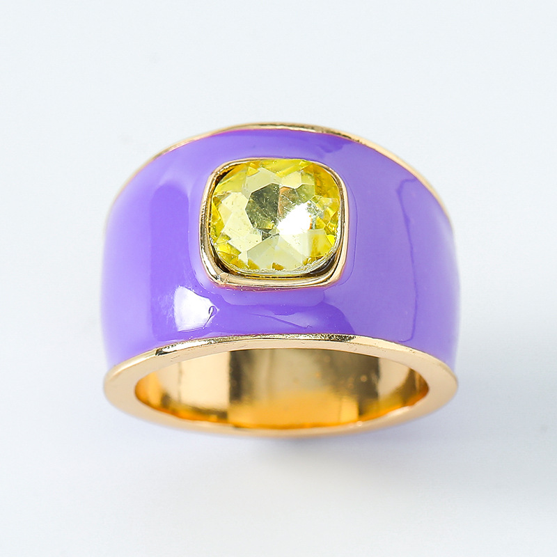 Kenjie SS2024 summer enamel rhinestone seal ring for women joyful colorful ring