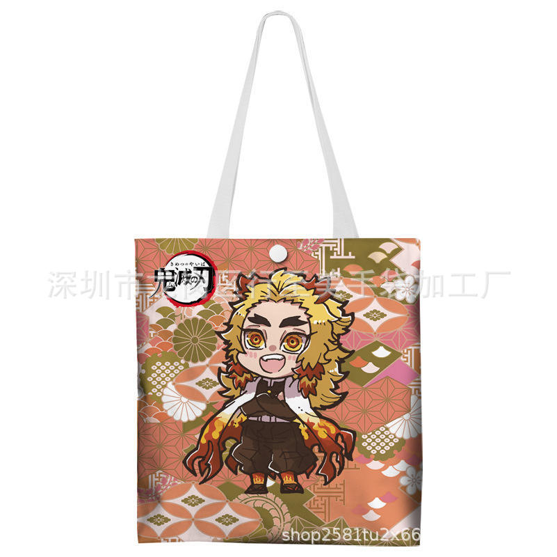 Custom full-color digital printing canvas bag Demon Slayer cartoon character anime peripheral figure second dimension promotional bag