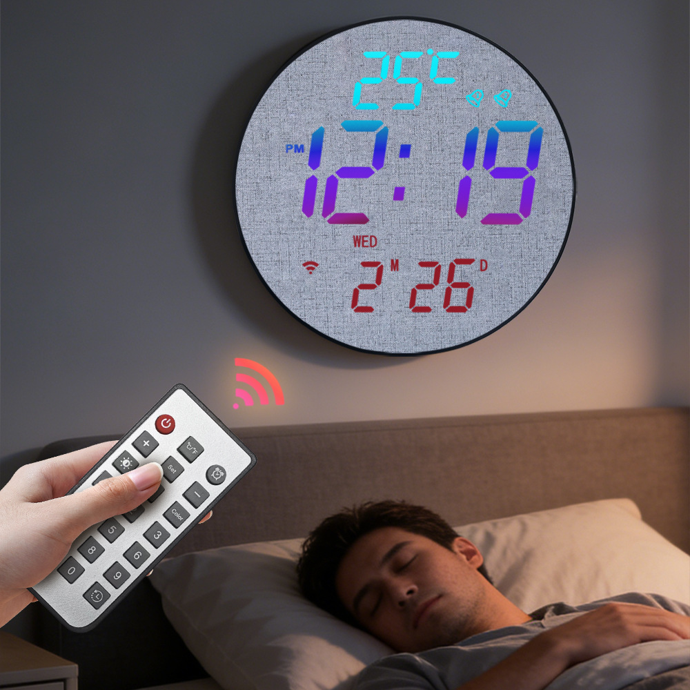 Digital Wall Clock Auto Time Bluetooth Smart Light Sensor Snooze Alarm Countdown Electronic Calendar Clock RGB Clock