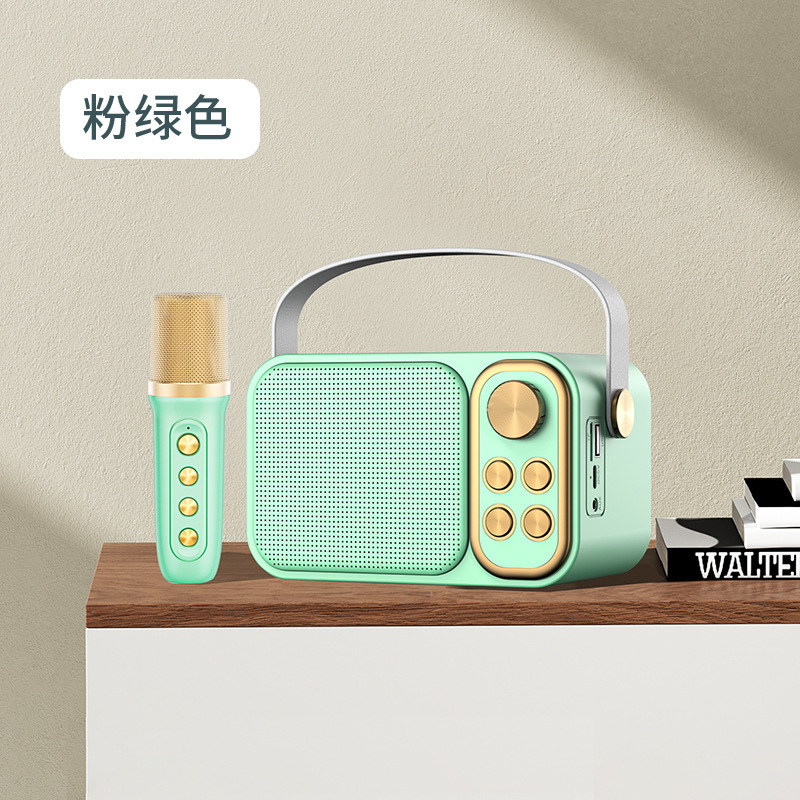YS103 Mini Microphone Card Speaker Portable Wireless Laptop Karaoke Set Music MINI Speaker