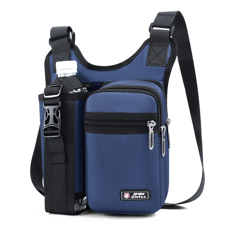 Large capacity men's crossbody backpack outdoor casual crossbody water cup bag travel water bottle phone bag oxford cloth single shoulder bag