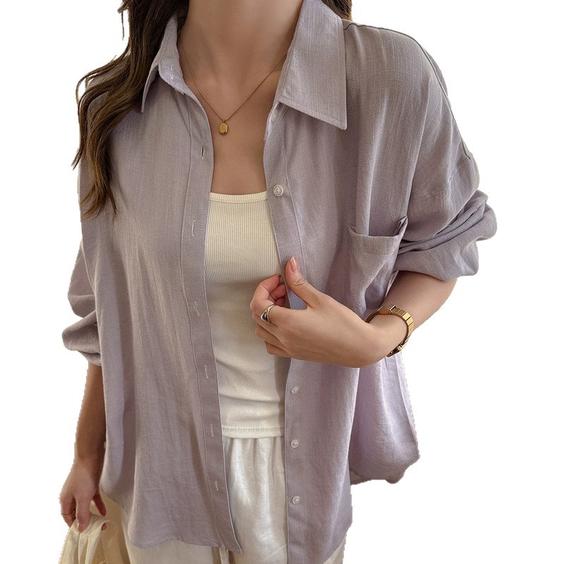 White Old Money Linen Shirt for Women 2026 Summer New Casual Long-Sleeve Cardigan Top Jacket