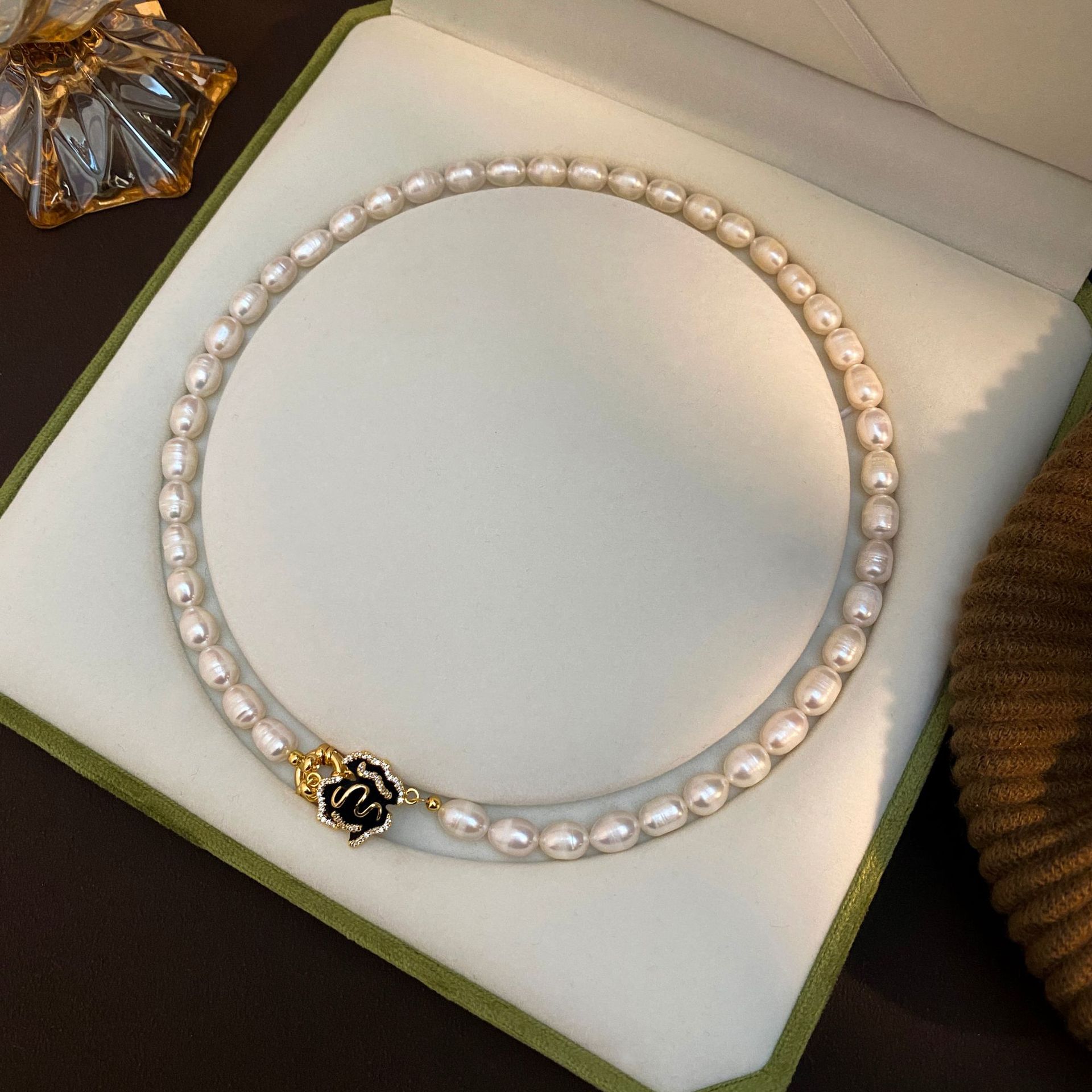 7-8mm natural freshwater pearl necklace for women, camellia niche collarbone chain, pendant, drop, neck chain