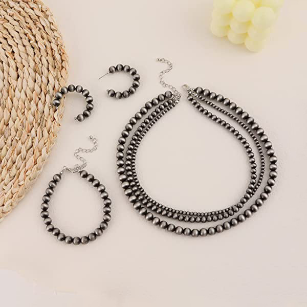 Navajo Western Style Pulled CCB Necklace Bracelet Earring Set Jewelry