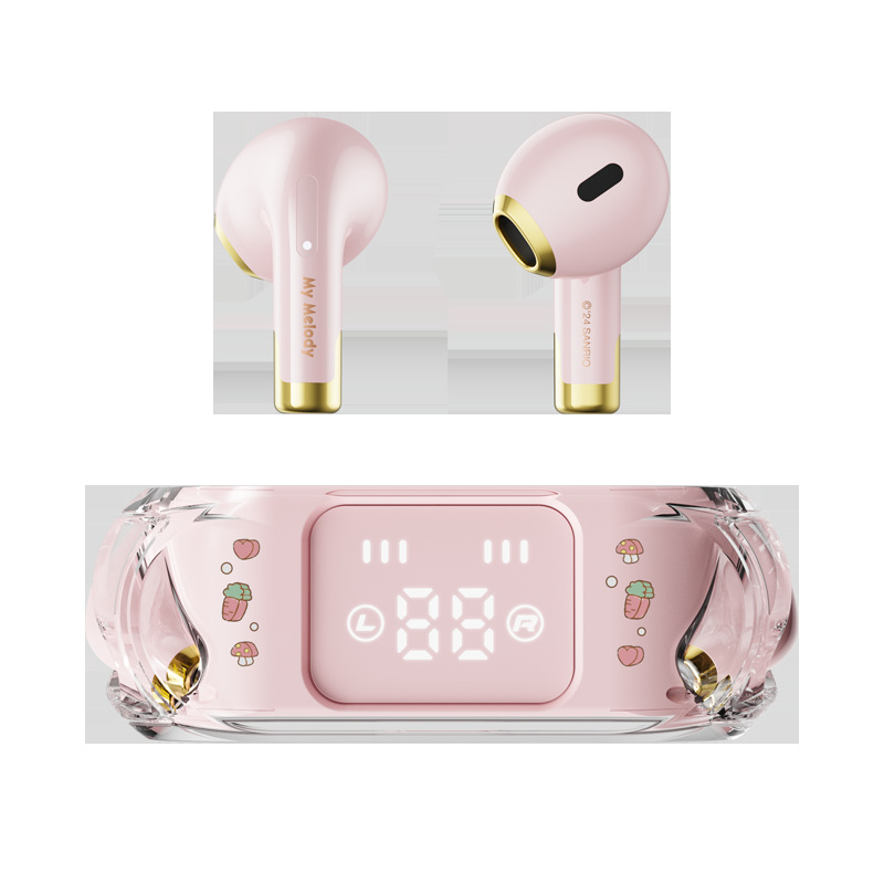 Sanrio Bluetooth Earphones Strip-Type Cute Portable Transparent Sports In-Ear Earphones Long Battery Life Good Sound Quality