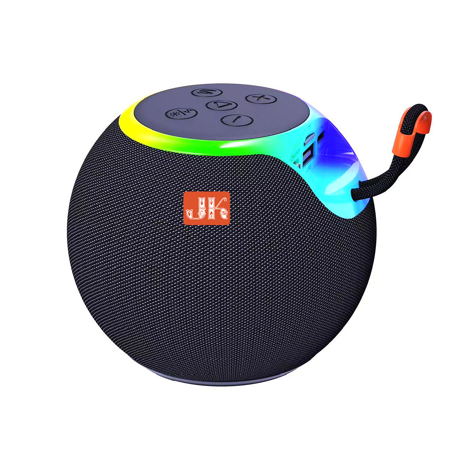 New JK1267 Bluetooth speaker round colorful light plug card U disk outdoor portable large horn mini speaker
