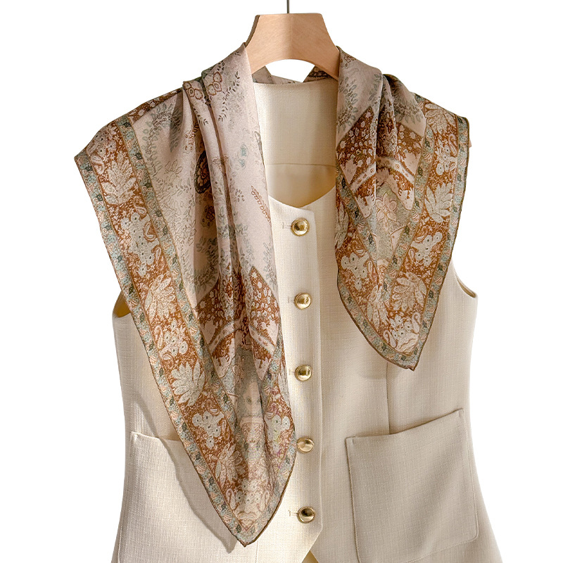 「Classic Paisley」Xili silk real silk scarf for women, summer garden series mulberry silk scarf, decorative neck scarf