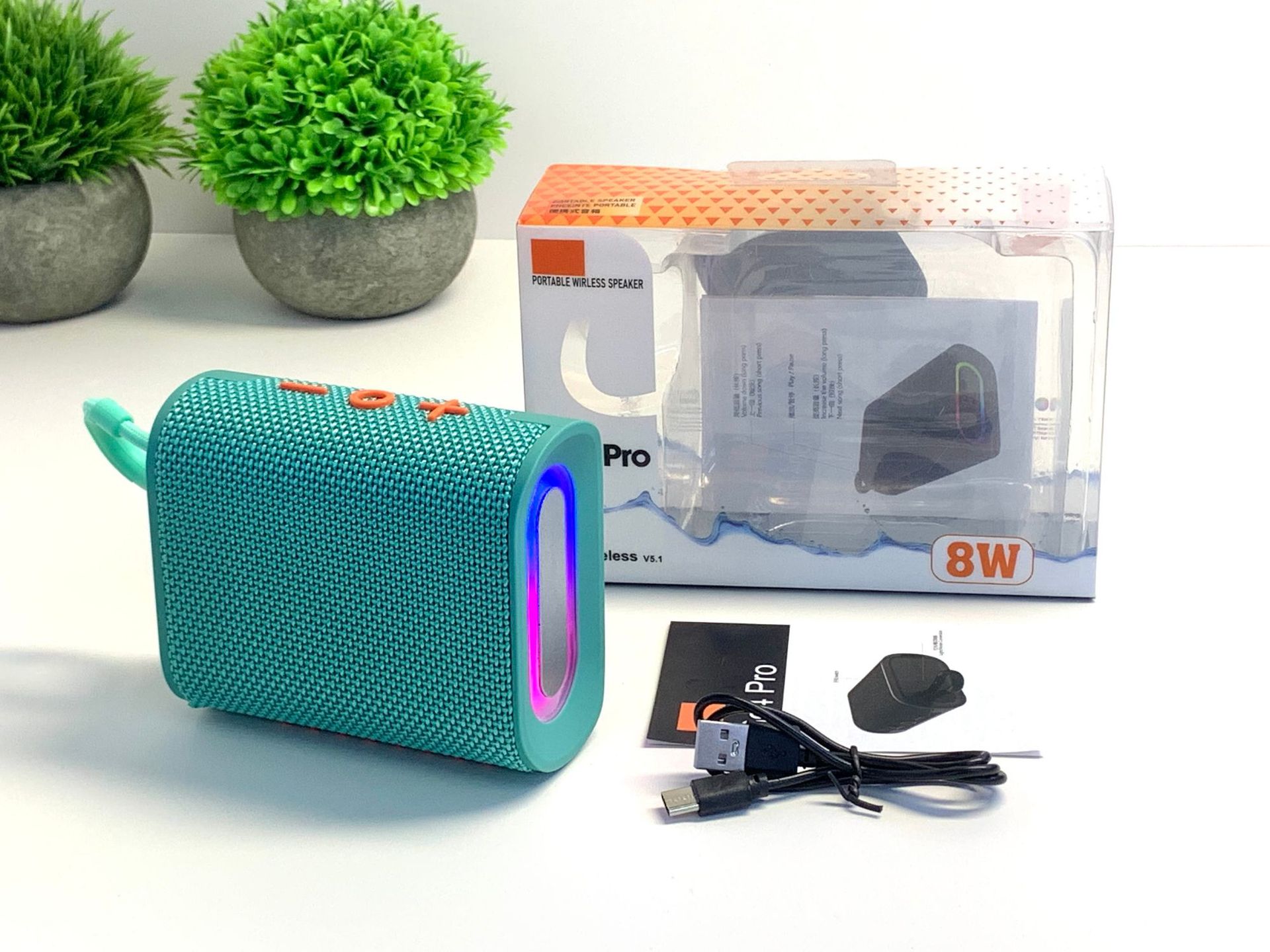 GO4PRO Bluetooth Speaker with Ambient Light Outdoor Loud Volume Home Desktop High Quality Bass Mini Speaker