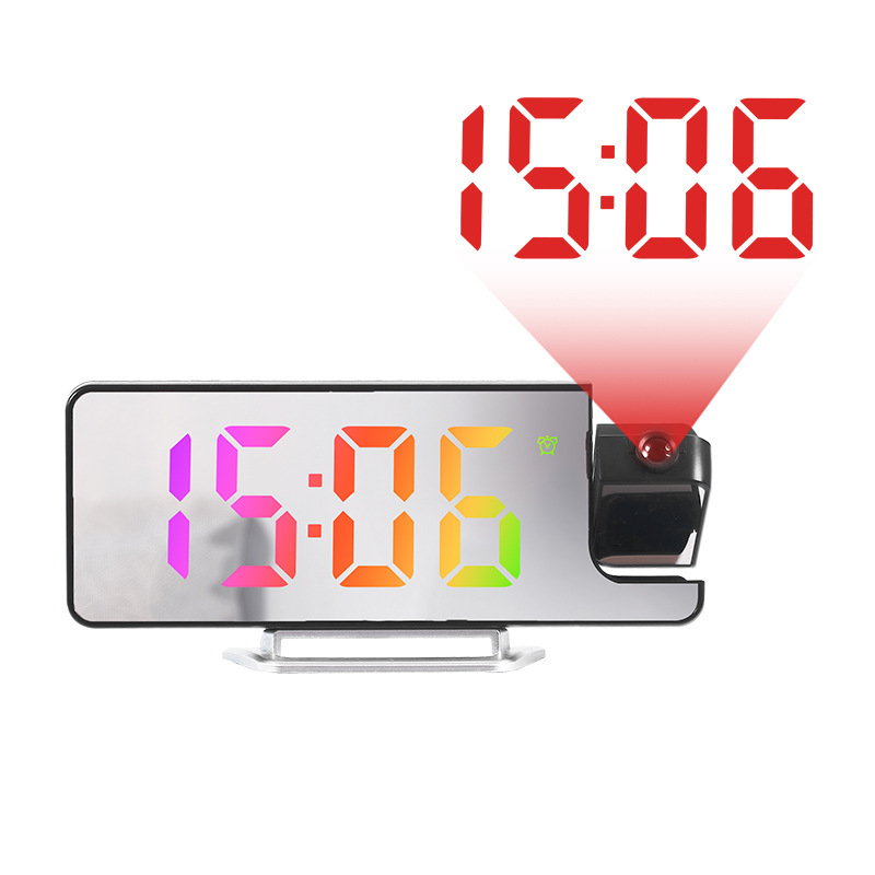 LED Large Screen Mirror Projection Alarm Clock Display Temperature Sensing Electronic Clock 673