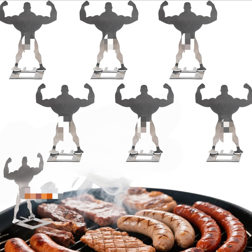 StainlessSteel BBQ SausageHolder Outdoor Human-Shaped BBQ Sausage Rack Decoration