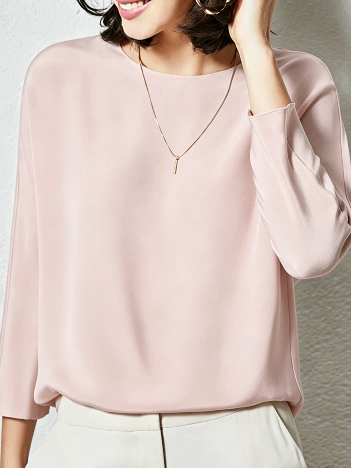 Heavyweight Mulberry Silk Top Women 2026 Early Autumn New SS826 Seven-Quarter Sleeve Round Neck Solid Color Silk Shirt