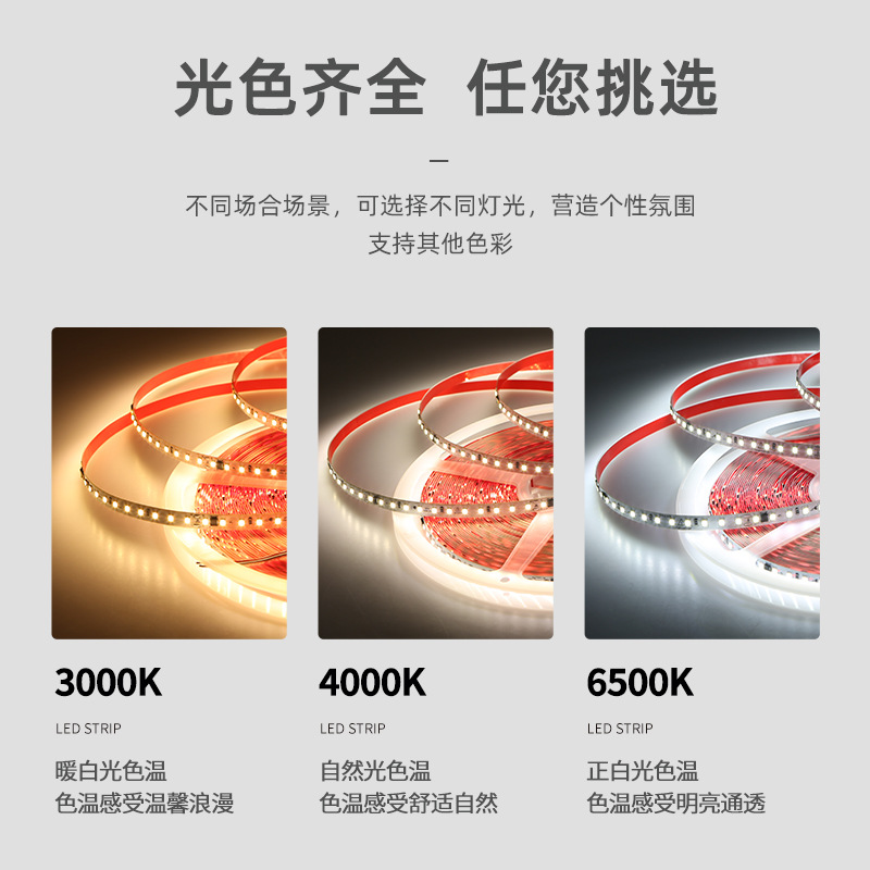 LED strip light, 220V, self-adhesive, living room ceiling, 8mm, 120D, atmosphere, power-free, 2835, high-voltage, linear strip light