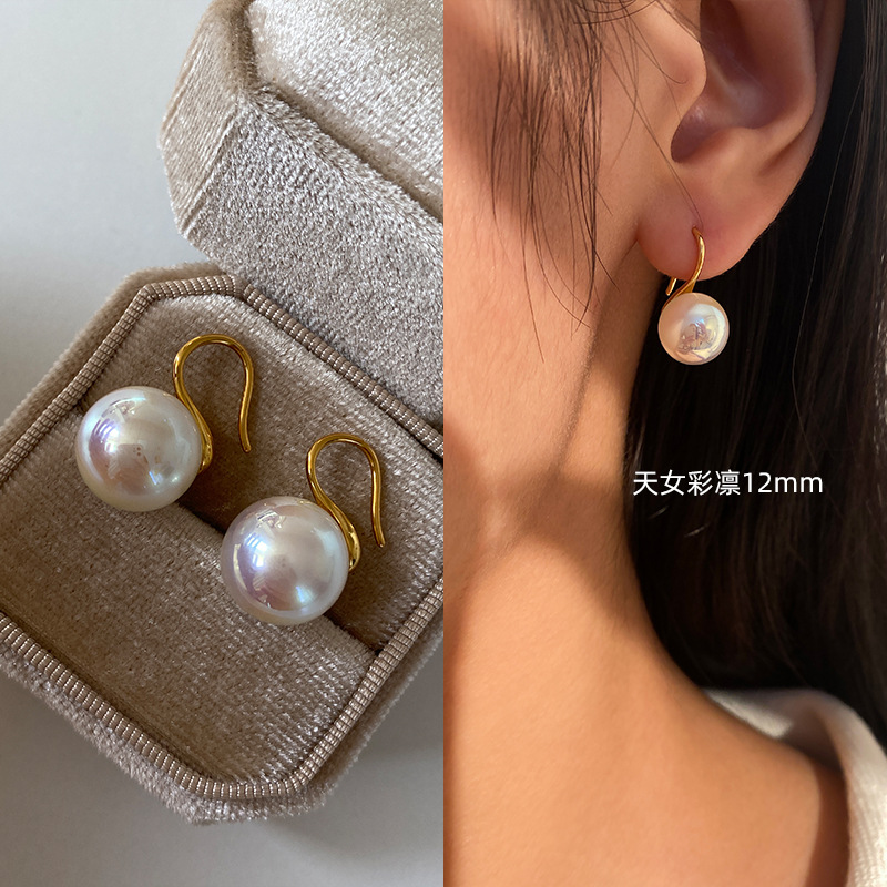 Pure Silver Pearl Earrings Stud Earrings for Women Ear Hooks Earrings High Heel Pearl Earrings 2025 New