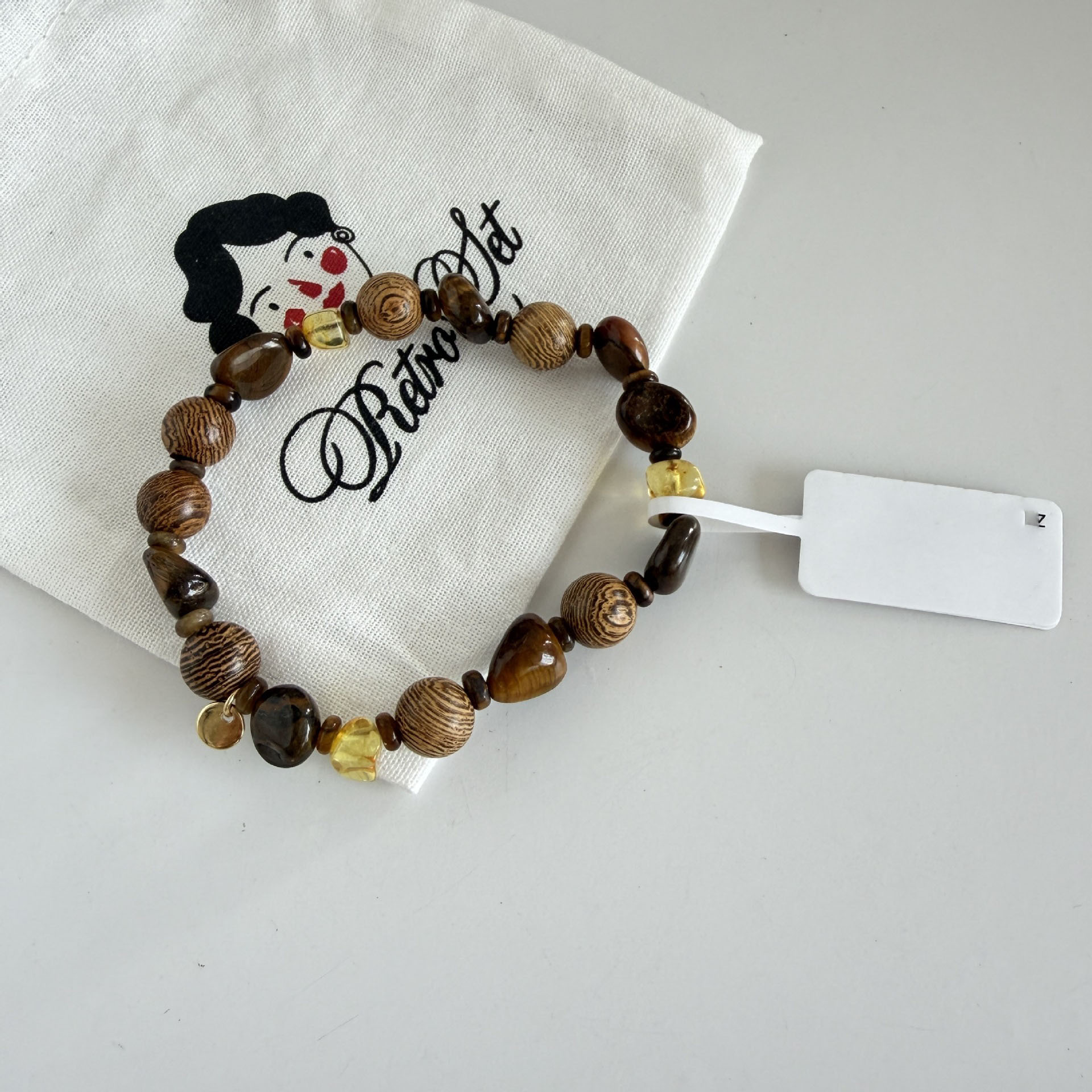 Spring Summer New Agarwood Sandalwood Natural Stone Agate/Amber/Crystal Tiger Eye Agate Beaded Bracelet for Women Collection