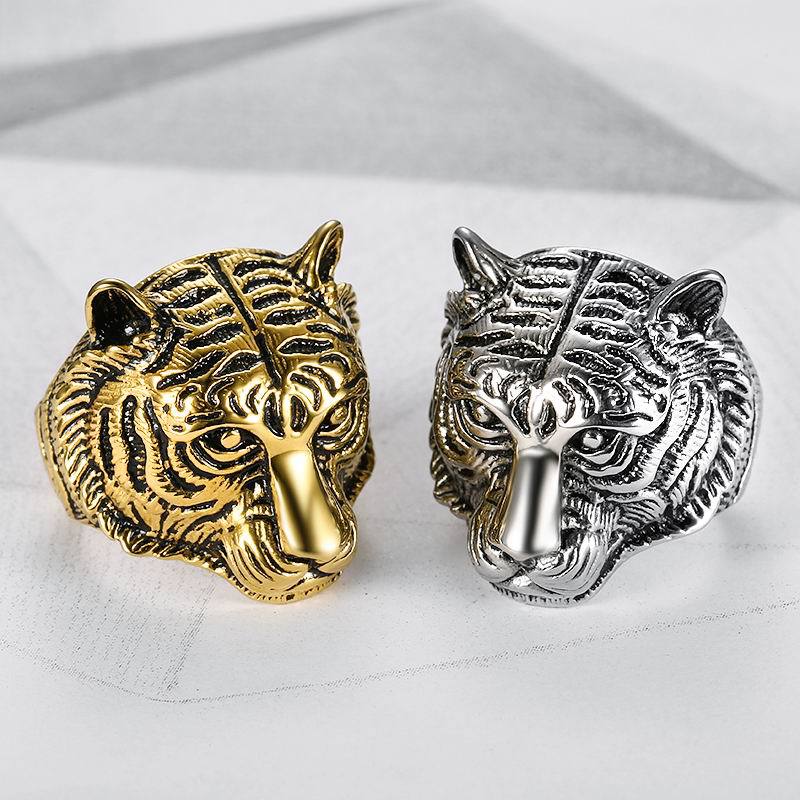 Accessory Tiger Head Ring Men's Stainless Steel Finger Ring Hand Jewelry