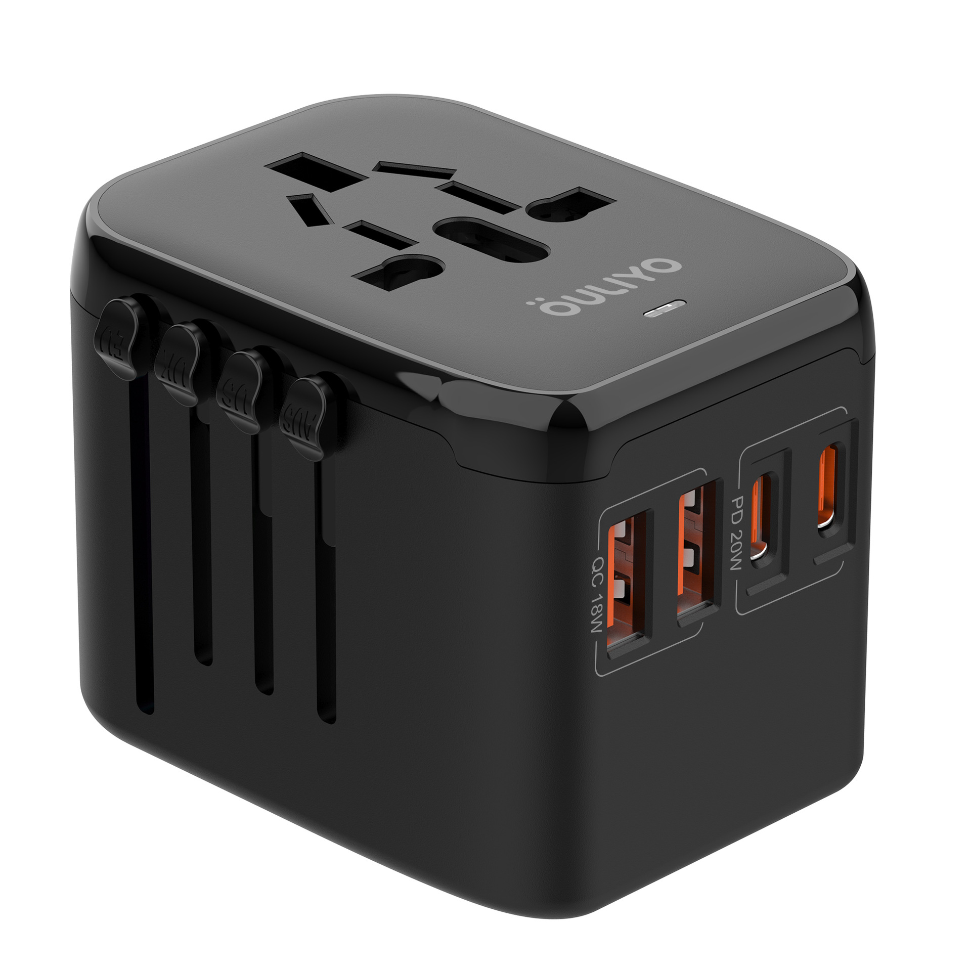 2A2C Universal Adapter Plug Travel Abroad PD20W Socket Converter QC18W UK/AU Standard Converter Plug