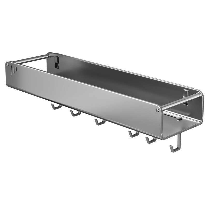 Gun gray kitchen storage rack no drilling wall-mounted wall knife rack multifunctional seasoning pot lid storage