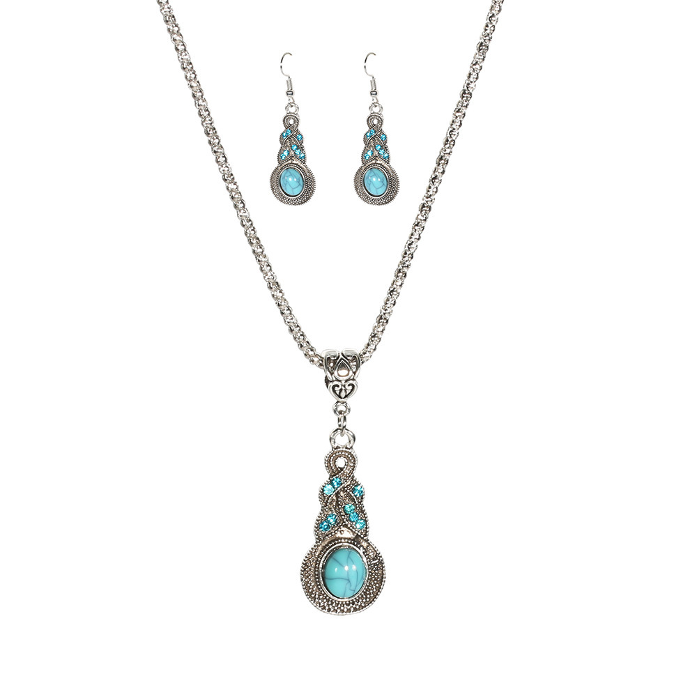 Big Brand Necklace Turquoise Bohemian White Green Flower Necklace