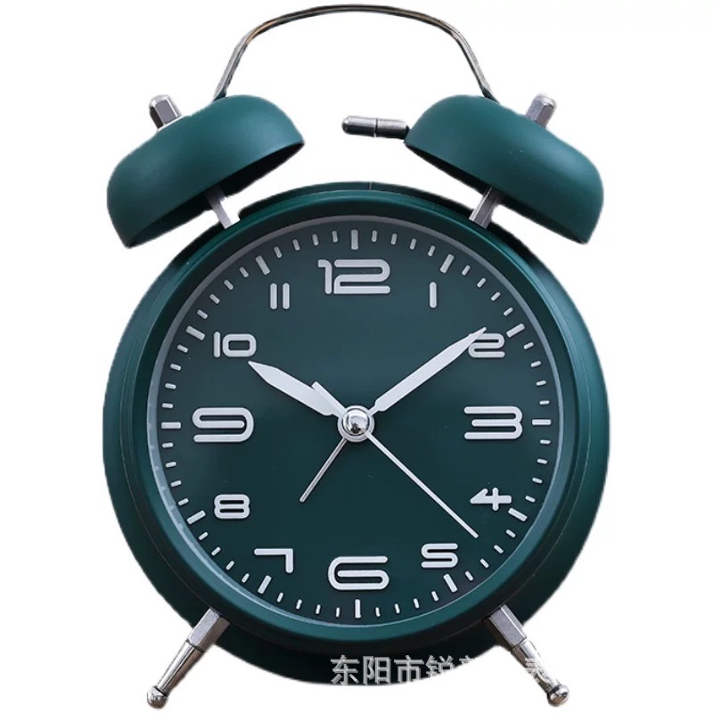 Battery metal 4-inch three-dimensional letter ringing alarm clock student with night light bedroom silent clock