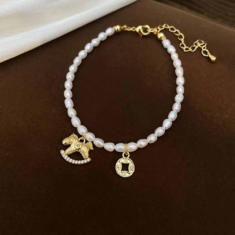 Zhuji natural freshwater pearl bracelet with exquisite camellia flower design, women's jewelry