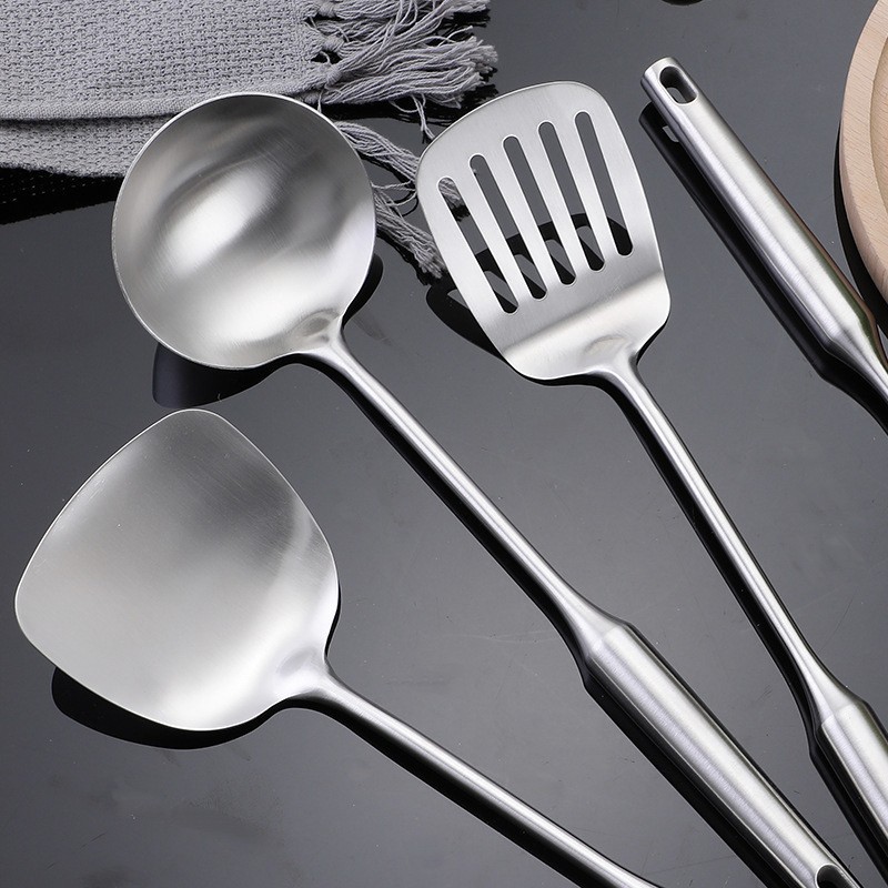 304 stainless steel household kitchen cooking spatula spoon soup spoon slotted spoon kitchen utensils thickened lengthened spatula