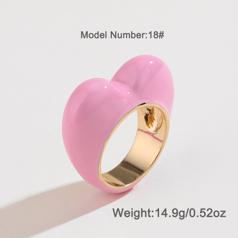 Kenjie Valentine's Day heart-shaped enamel ring original design colorful three-dimensional enamel ring