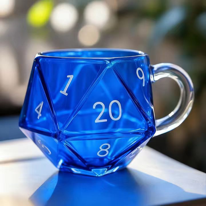 Dragons Rainbow D20 Dice Mug dragon rainbow D20 dice painted glass mug
