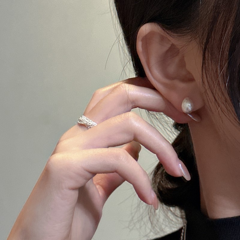 S925 sterling silver brushed texture earrings simple INS style ear accessories