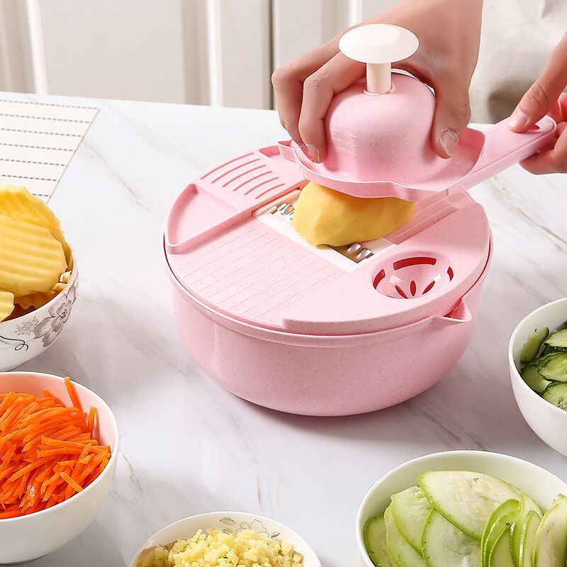Multifunctional nine-in-one vegetable cutter set, 12-piece grater, potato and carrot shredder, household vegetable cutter