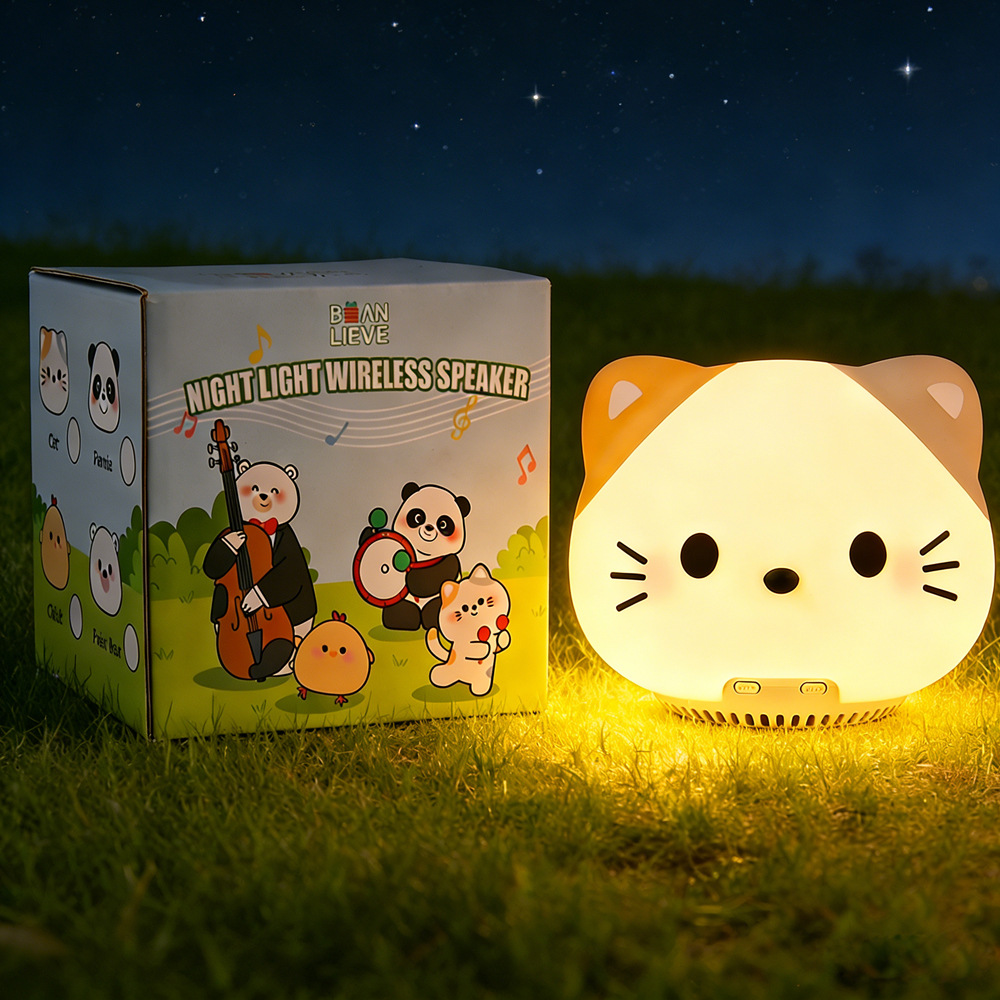 Cat Night Light Tap Bedside Lamp Atmosphere Bedroom Charging Sleep Dormitory Cute Birthday Gift Bluetooth Speaker