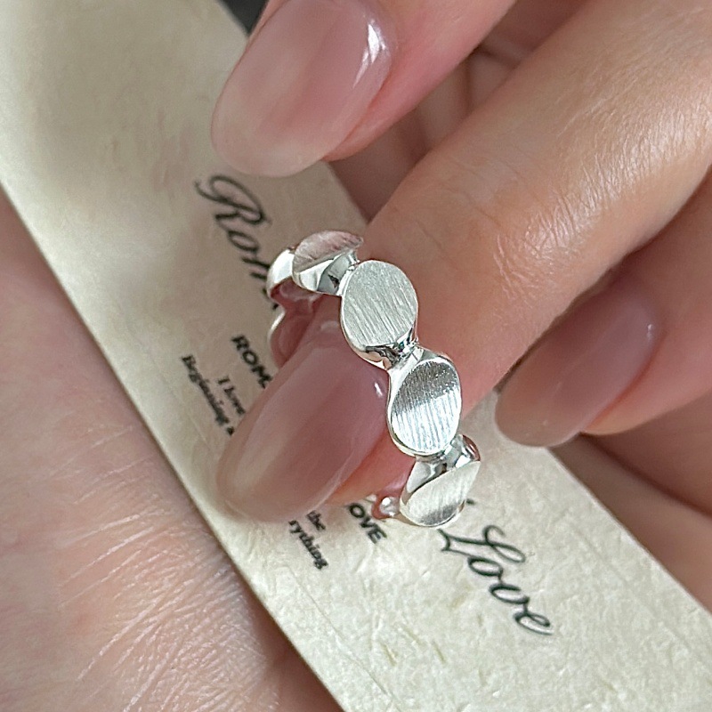 S925 sterling silver minimalist brushed bean grain ring