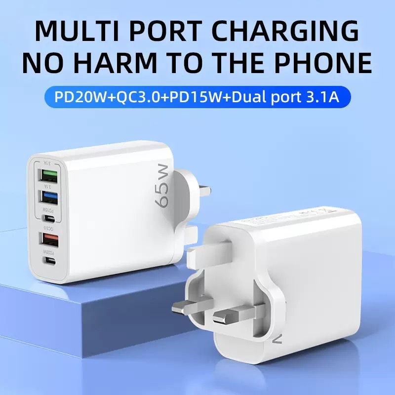 120W phone charger applicable to Apple Huawei multi-port charger 3USB+2PD fast charging charger head