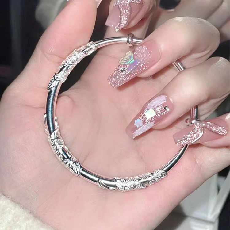 Flourishing pattern silver-plated solid bracelet s999 pure silver bracelet silver jewelry gift gift
