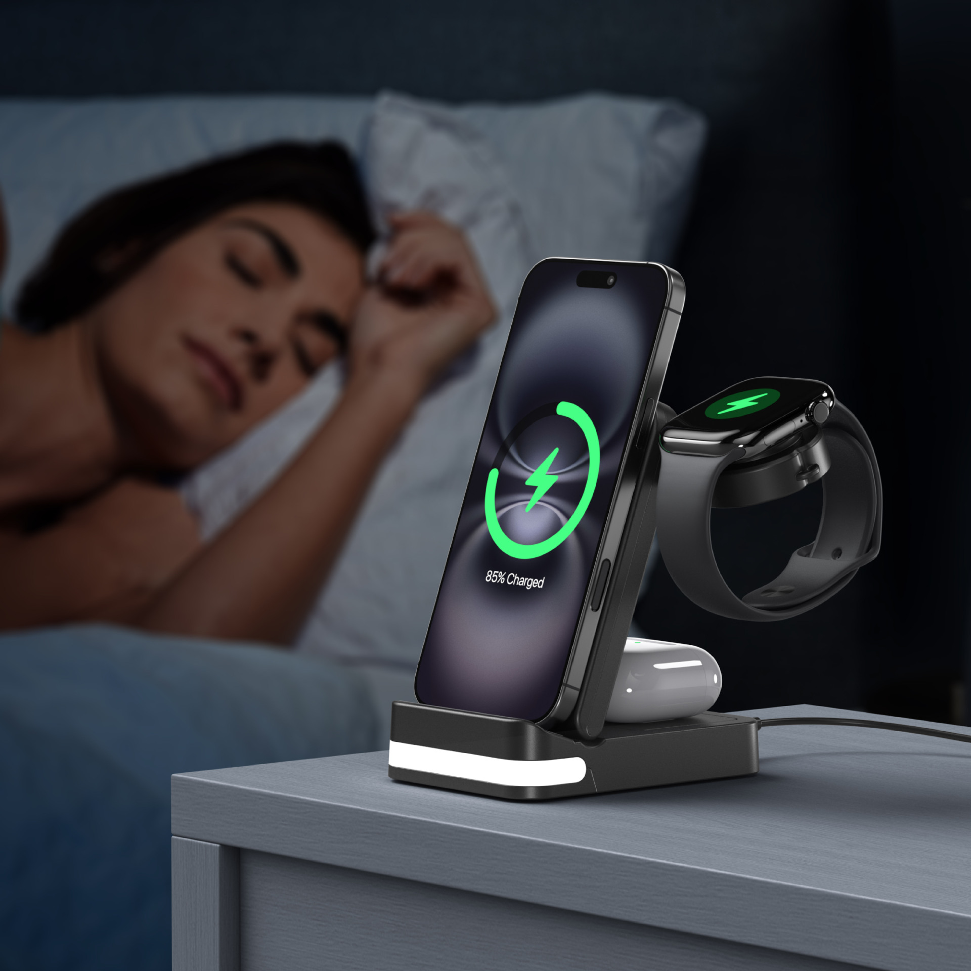 Selected New Product for Huawei Apple Samsung Phone Watch Earphone 3-in-1 Foldable Wireless Charger