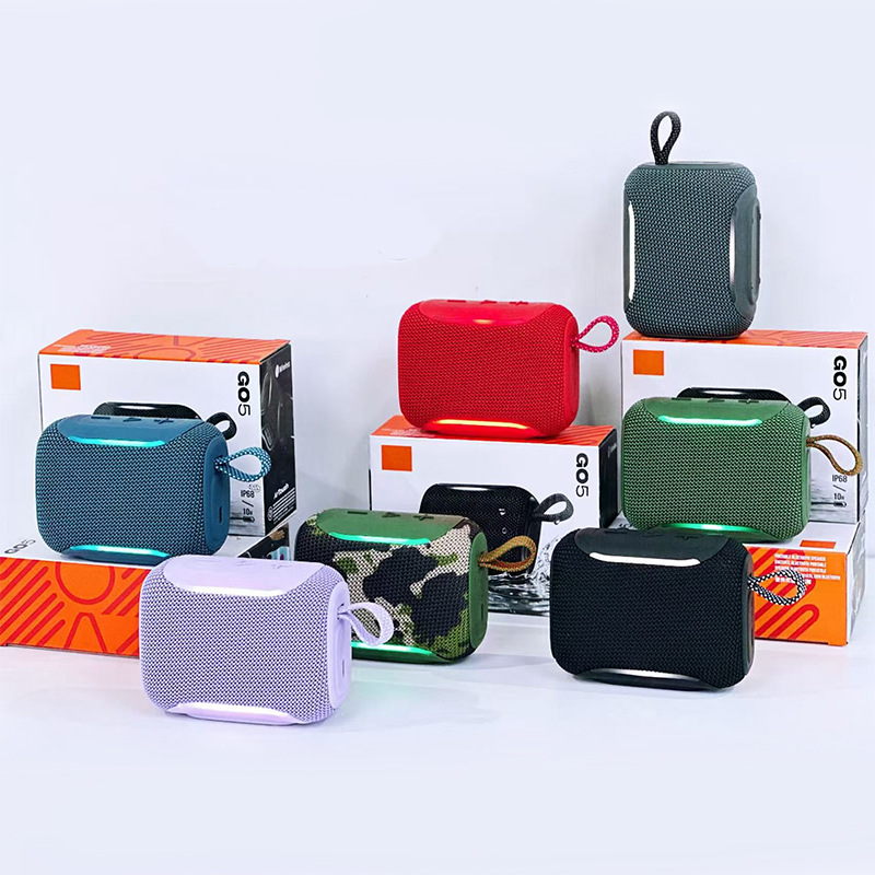 GO5 Bluetooth Speaker TWS Outdoor Home Portable Double-Sided Fabric Net Bass Card Slot Gift Speaker