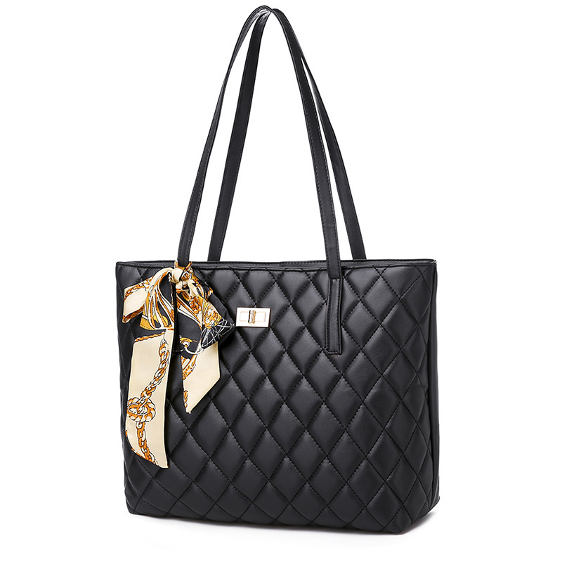 2024 new women's tote bag casual diamond scarf large capacity shoulder handbag