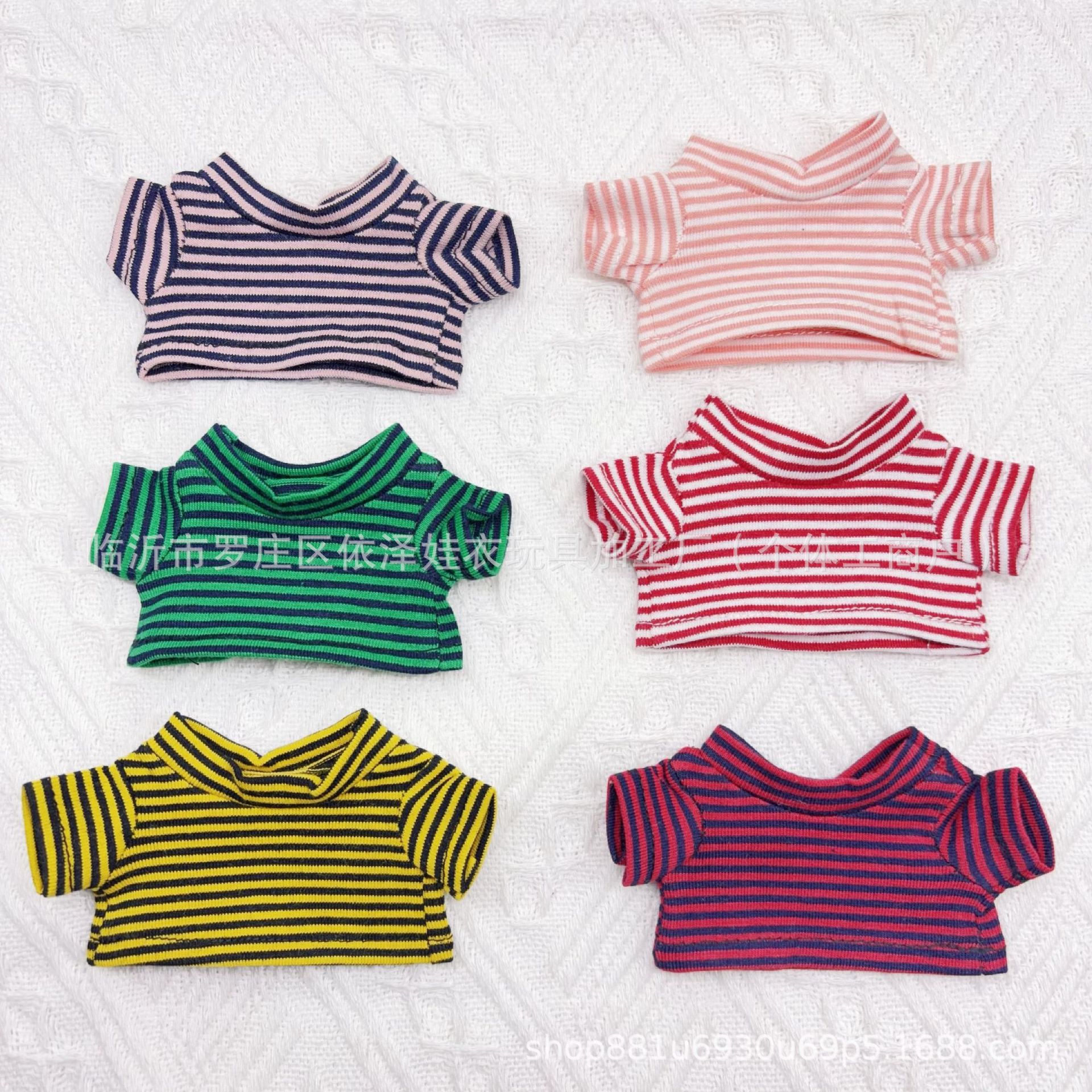 Striped T-shirt Doll Clothes 14cm Gate Dog Clothes Top Plush Toy Doll Plush Accessories Short Sleeve