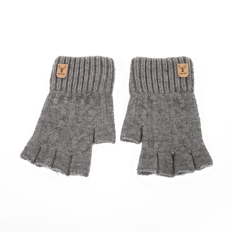 Spring Autumn Alpaca Wool Full Half-Finger Gloves Outdoor Cycling Warm Windproof Breathable Portable Simple Style Gloves