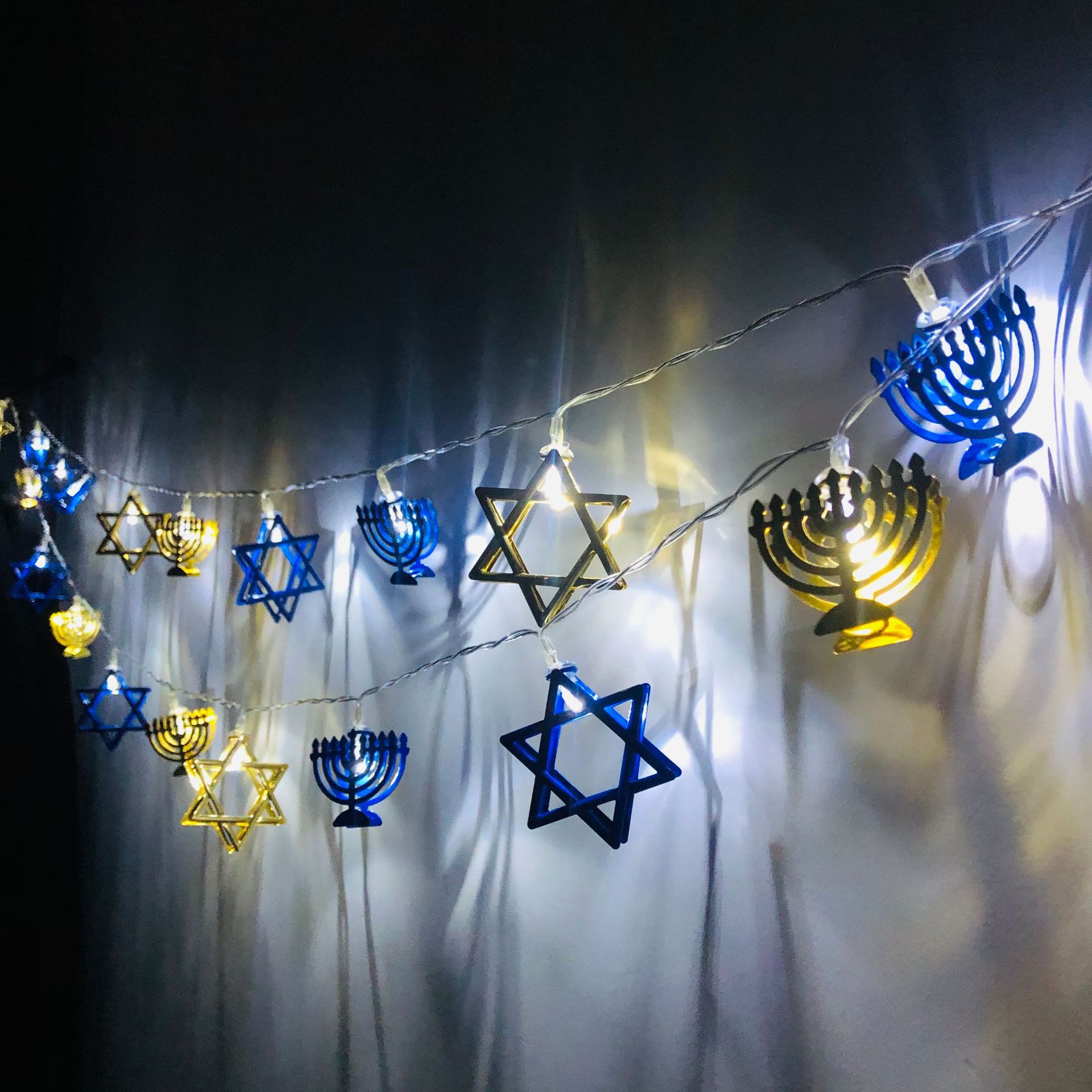 LED Menorah Star of David Light String, Hexagram Star of David Light String, Christmas Hanukkah Decorative Lights