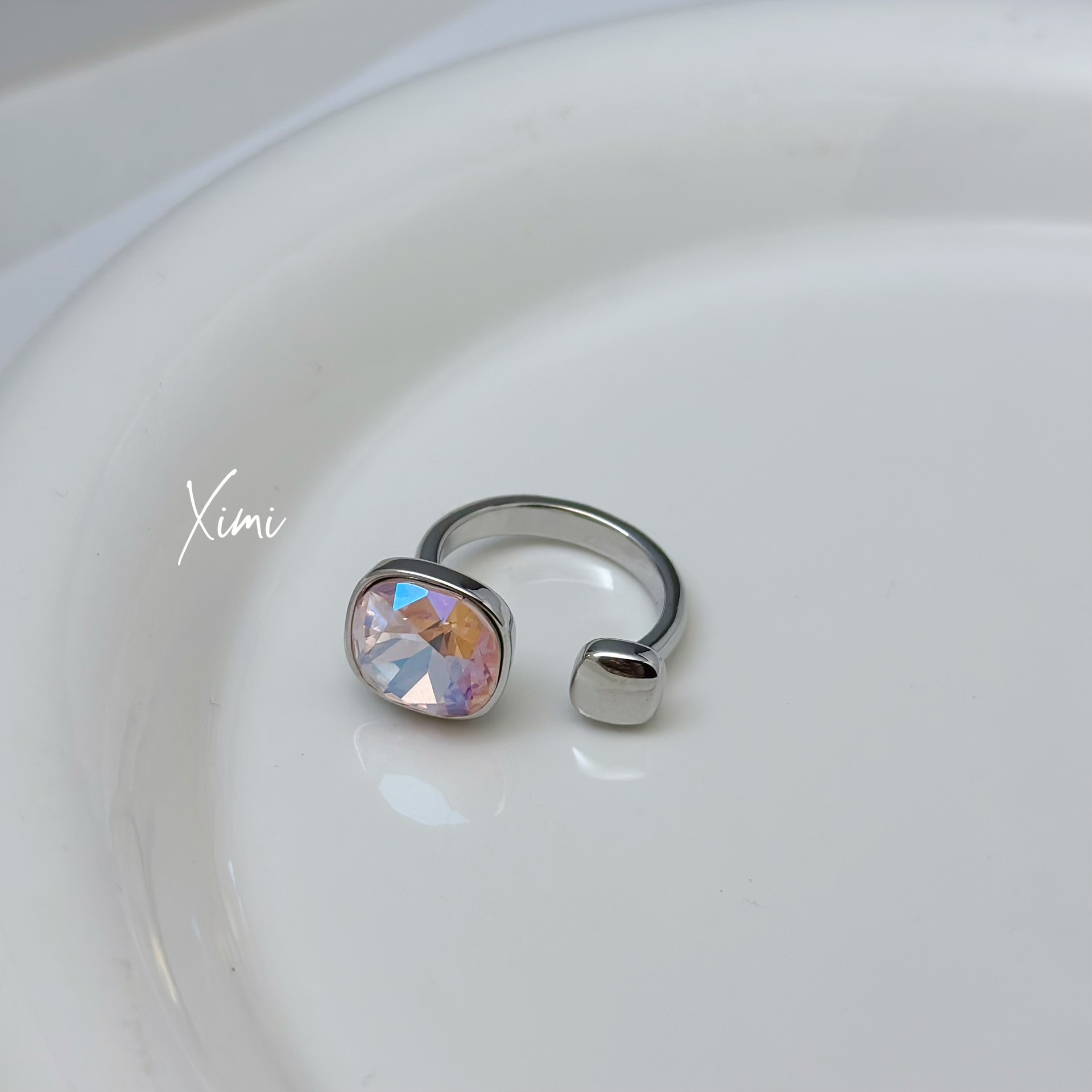 Blue Gemstone Open Ring for Women Delicate Index Finger Ring Vintage Style